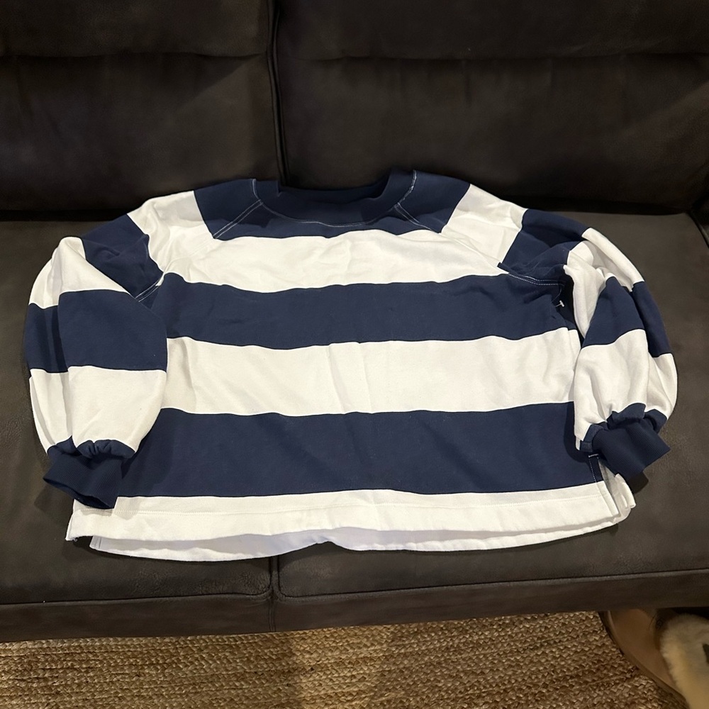Old Navy Blue and White Striped sweatshirt.